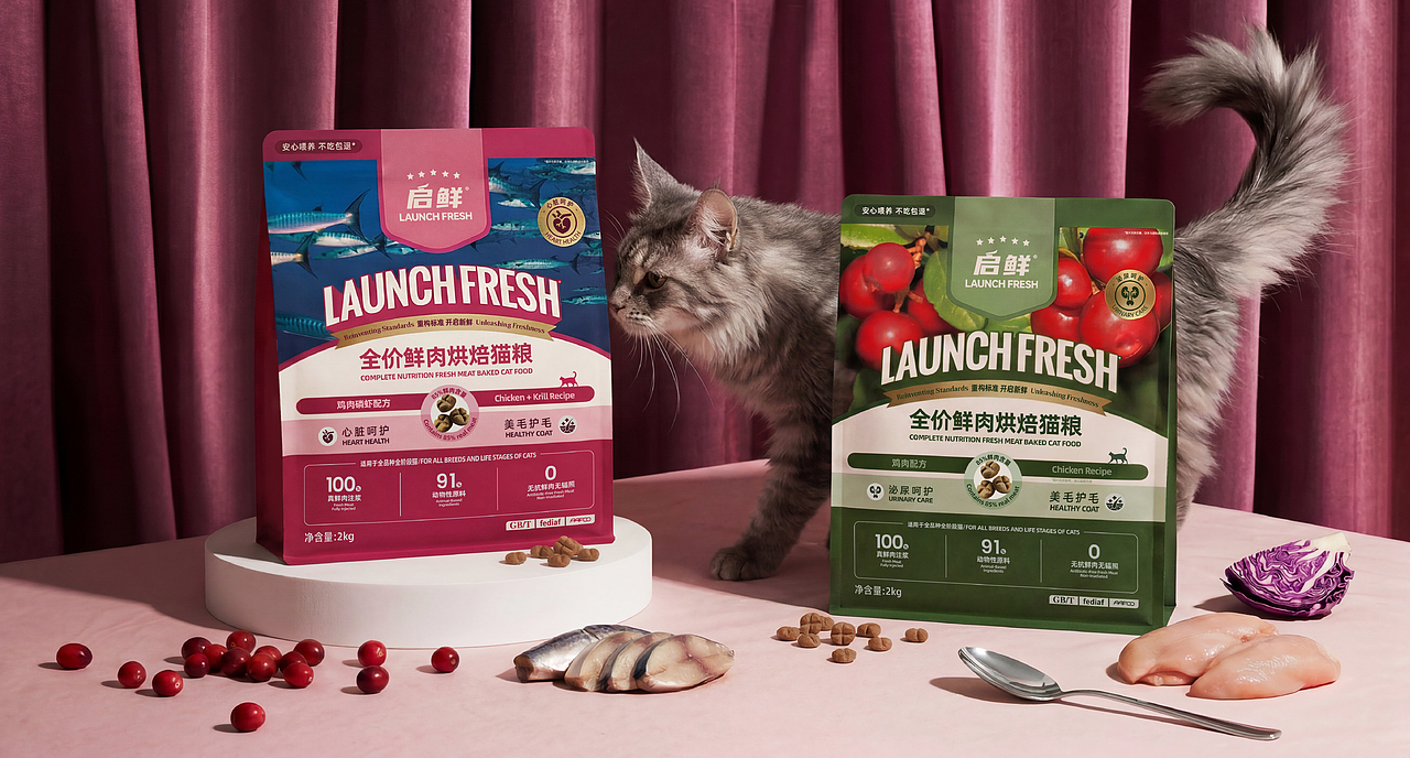 整点彩蛋xLAUNCH FRESH启鲜鲜肉烘焙系列宠粮包装设计（图ZNDA3NTMwNTQ4） - 包装 - 站酷设计师整点彩蛋原创素材 - 站酷ZCOOL