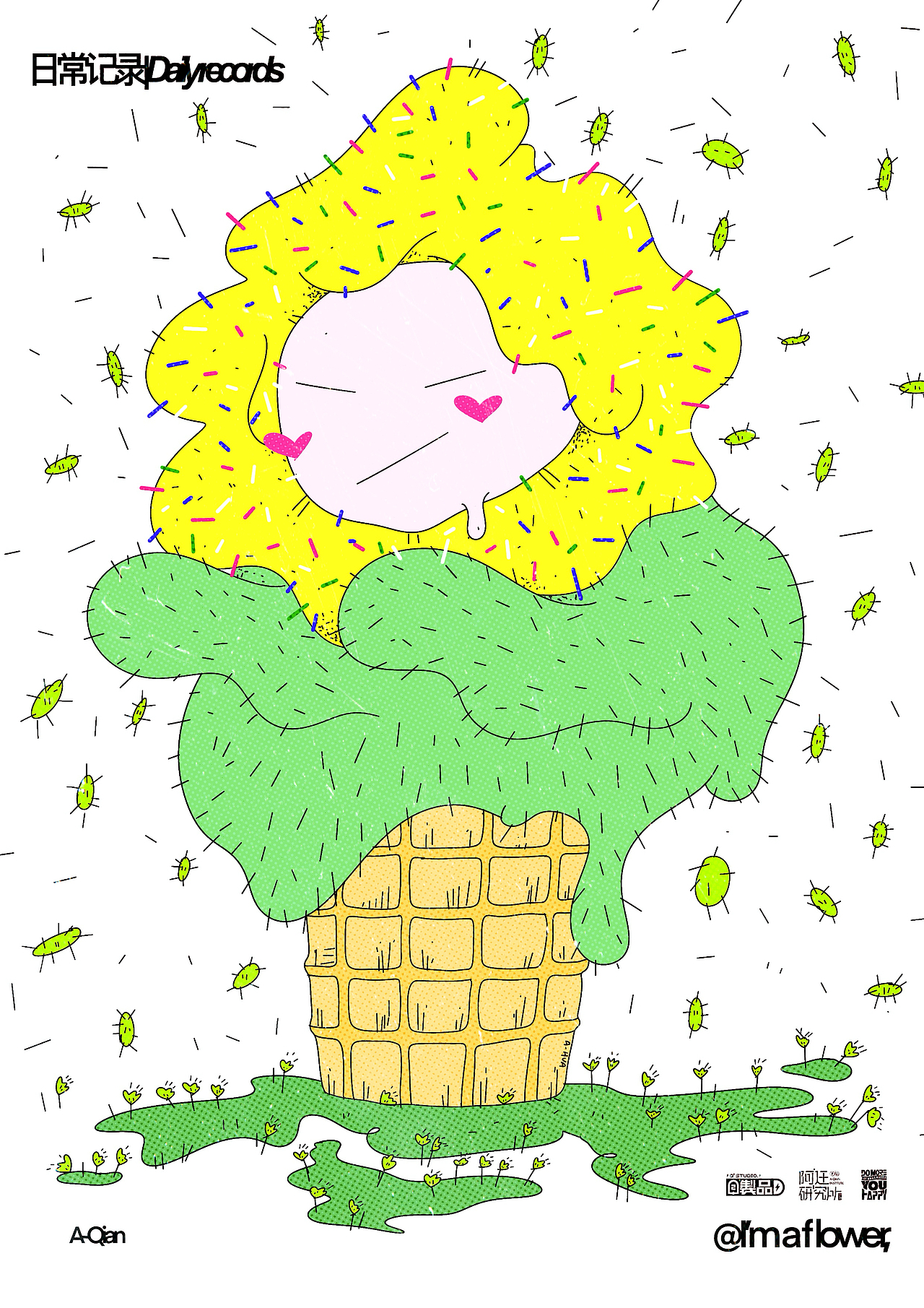 阿花系列10（图ZNDA3NTc4MTMy） - 新锐潮流插画 - 站酷设计师阿迁原创素材 - 站酷ZCOOL