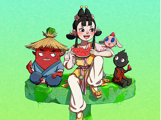 一起吃西瓜