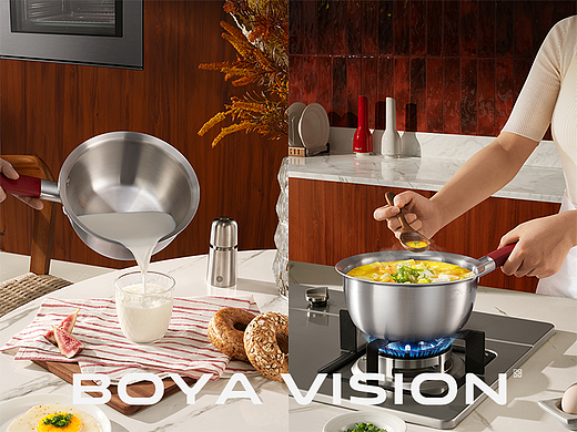 电商厨具图片拍摄｜康巴赫 纯钛0涂层奶锅X BOYA 