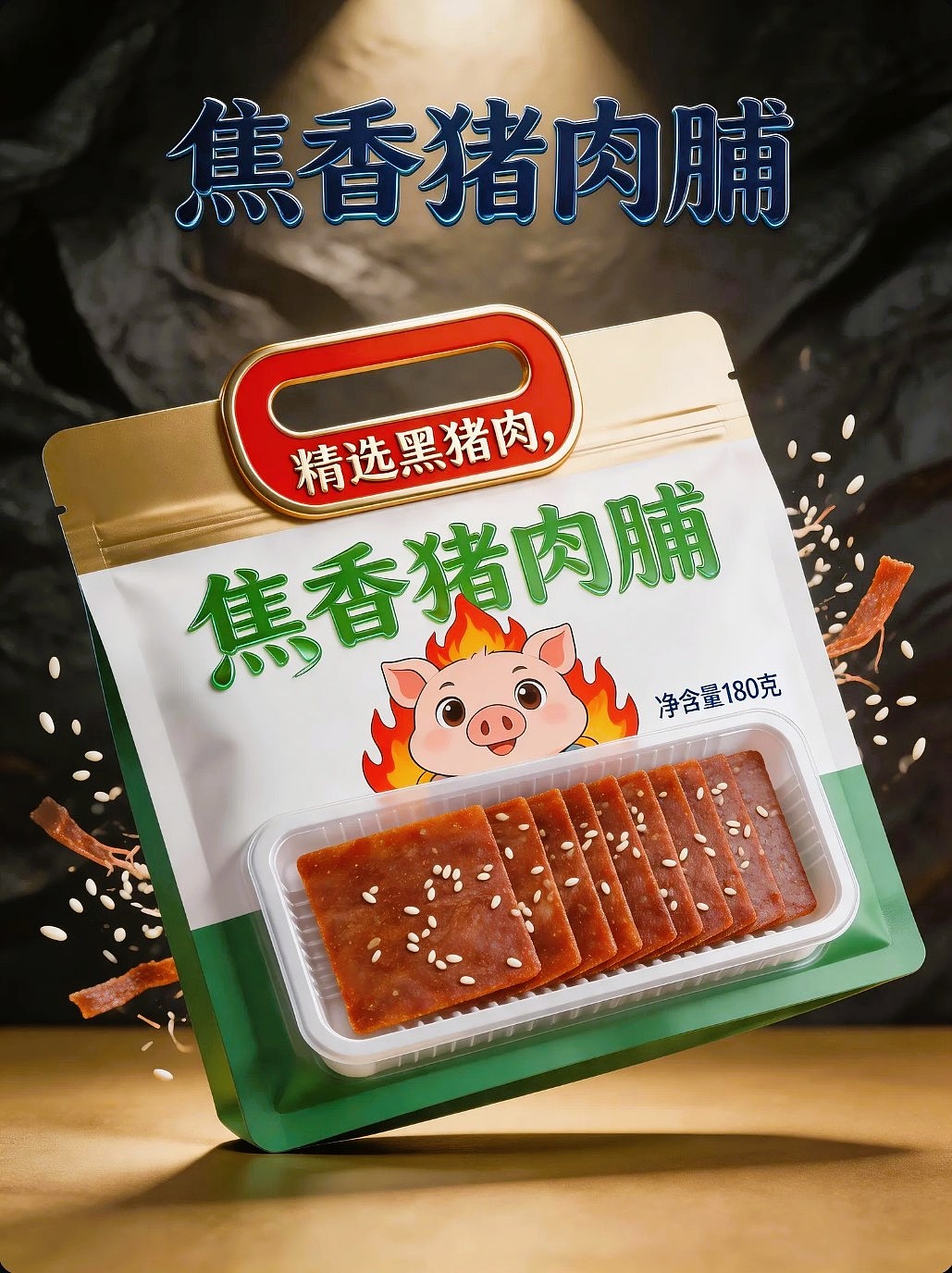 既梦AI设计创意焦香猪肉脯包装海报提示词AIGC既梦5.0（图ZNDA3NjI4NTY4） - 包装 - 站酷设计师风中的玫瑰耶原创素材 - 站酷ZCOOL