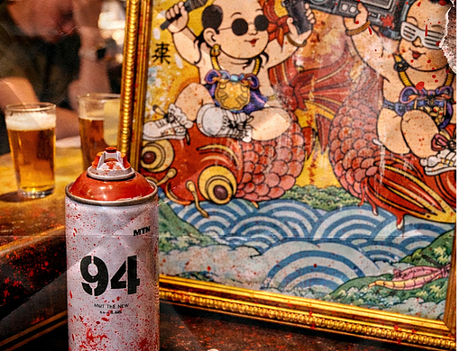 在酒吧里的系列画展“醉小孩儿”