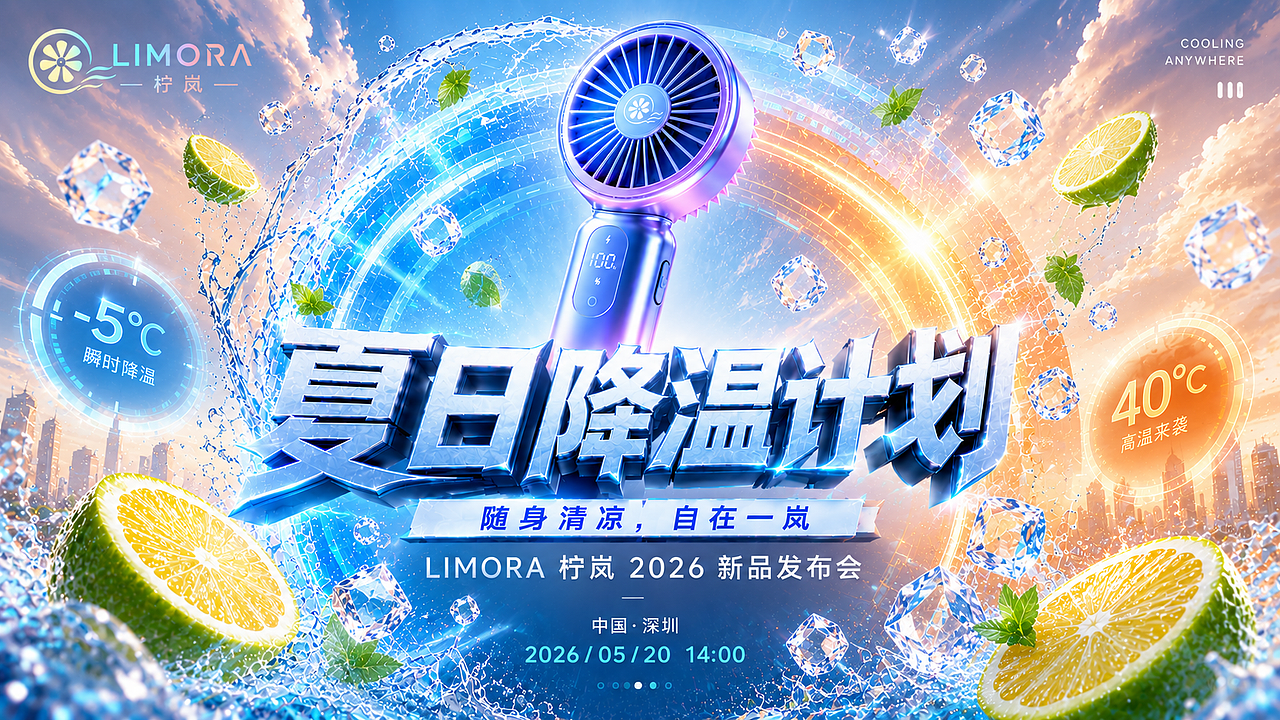 LIMORA· 柠岚 手持制冷风扇TVC广告全案设计（图ZNDA3NjUyMTU2） - AI作品 - 站酷设计师邪恶水蜜桃原创素材 - 站酷ZCOOL