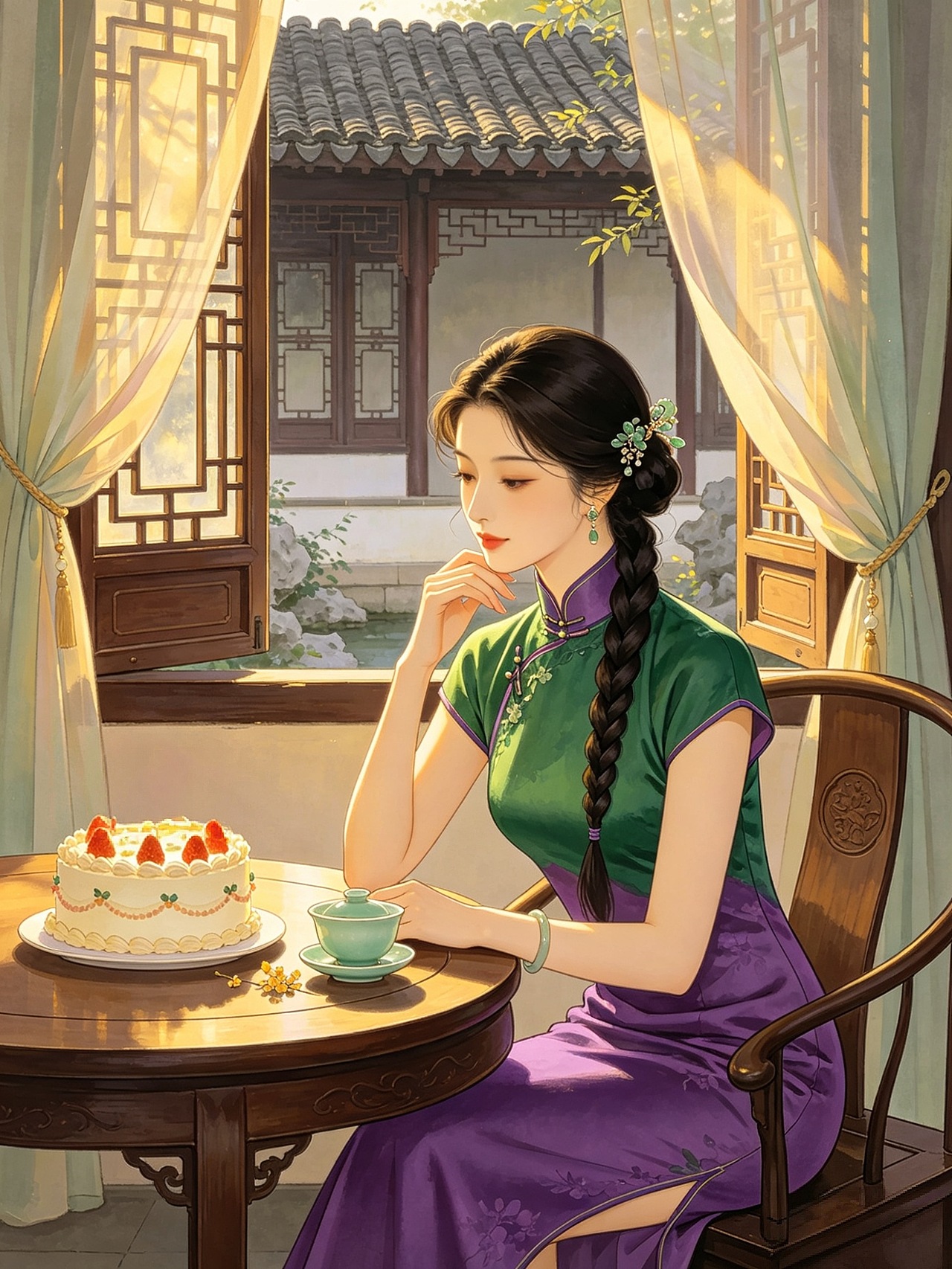 国风旗袍美人｜生辰雅集系列（图ZNDA3NjY3NTAw） - 商业插画 - 站酷设计师司芷钰IP主理人原创素材 - 站酷ZCOOL