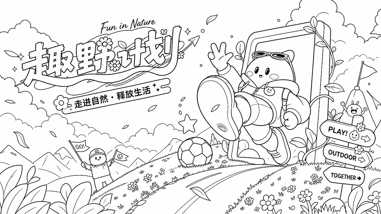 趣野计划｜春日户外主题KV视觉设计提案 + 场景化延展（图ZNDA3NjczMTg0） - 其他平面 - 站酷设计师咚咚爱画画原创素材 - 站酷ZCOOL