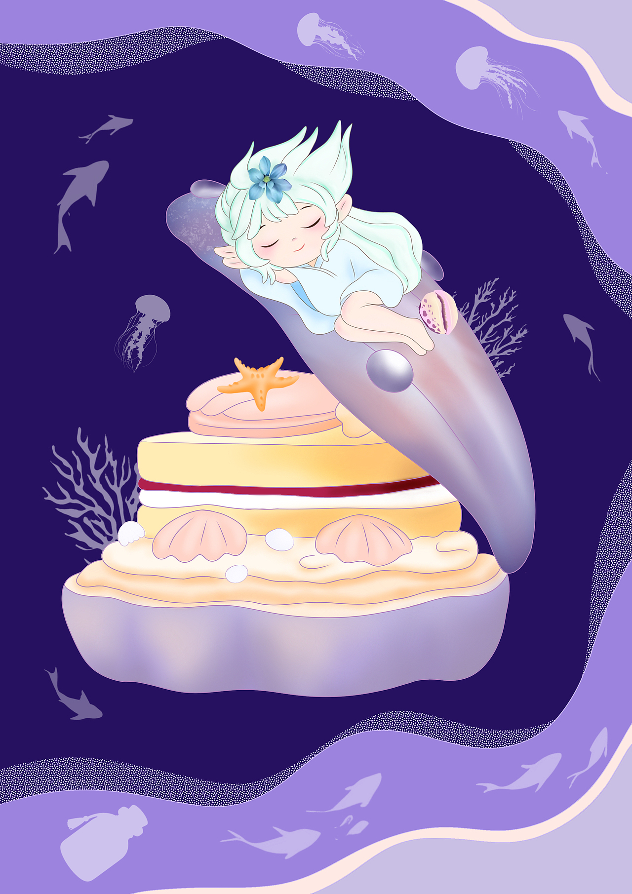 花蛤精灵蛋糕插画设计（图ZNDA3NjkzMjQ4） - 商业插画 - 站酷设计师yeheer原创素材 - 站酷ZCOOL