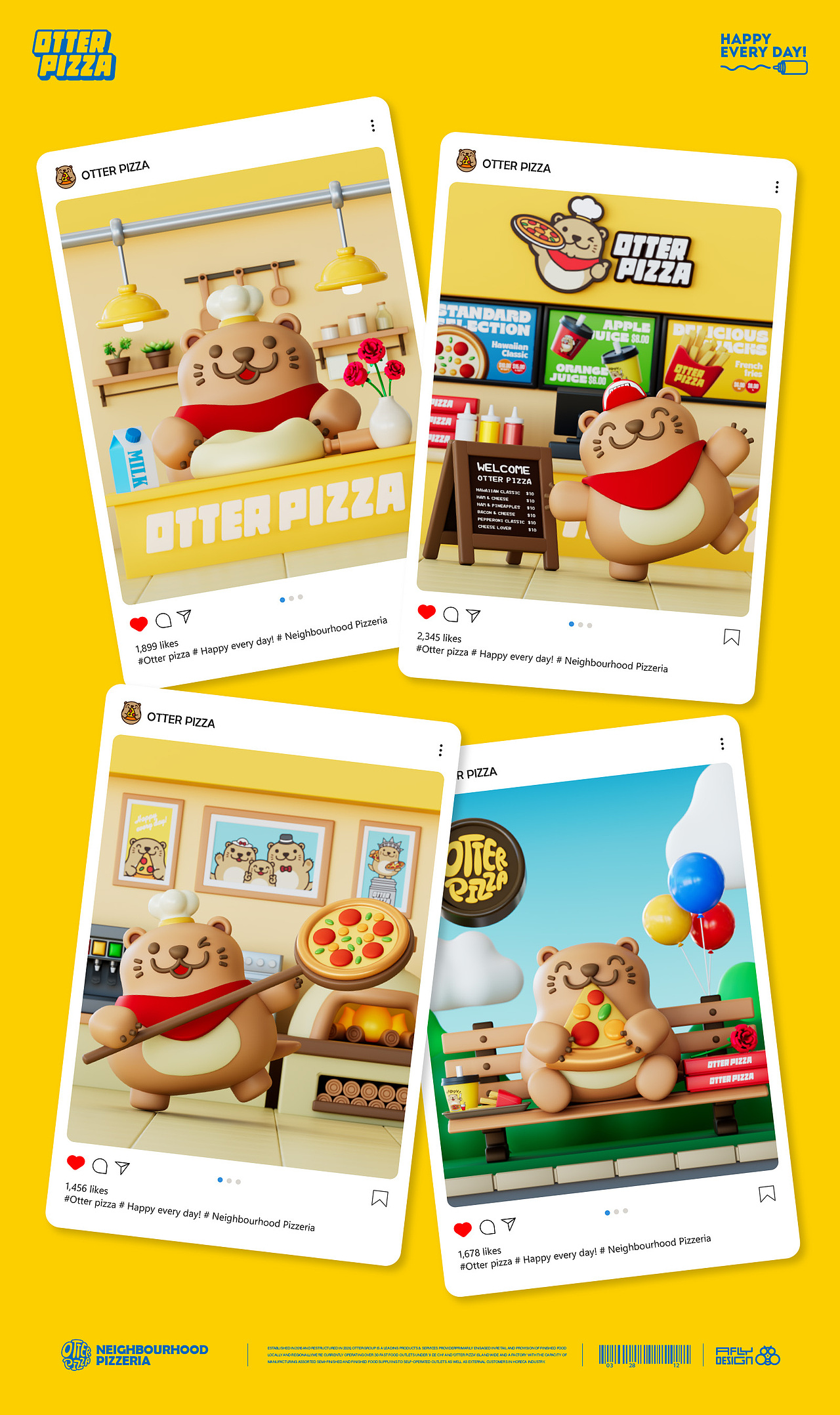 新加坡Otter Pizza品牌IP全案设计（图ZNDA3NzA5MDIw） - IP形象 - 站酷设计师Afly_原创素材 - 站酷ZCOOL
