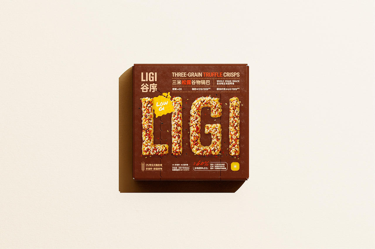 「LIGI 谷序」低GI三米谷物锅巴包装设计 ｜in3 因³（图ZNDA3NzY2MzA0） - 包装 - 站酷设计师in3因设计工作室原创素材 - 站酷ZCOOL