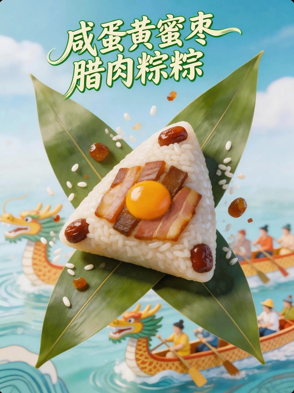 既梦AI设计创意咸蛋黄蜜枣腊肉粽子海报附带提示词AIGC（图ZNDA3NzgyOTI4） - 海报 - 站酷设计师风中的玫瑰耶原创素材 - 站酷ZCOOL
