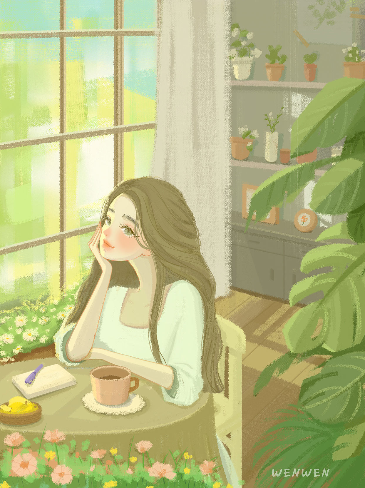 原创插画｜发呆的时候最轻松（图ZNDA3ODEzNTEy） - 商业插画 - 站酷设计师wenwen温原创素材 - 站酷ZCOOL