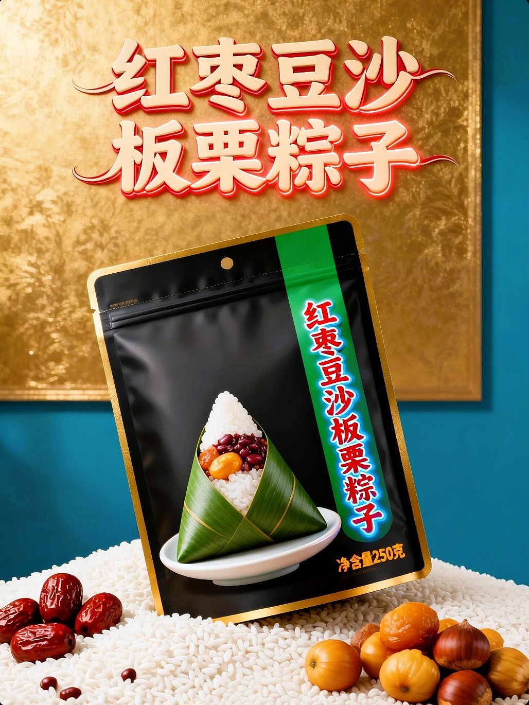 既梦AI设计创意红枣豆沙板栗粽子海报和包装设计AIGC（图ZNDA3ODQwMDEy） - 海报 - 站酷设计师风中的玫瑰耶原创素材 - 站酷ZCOOL