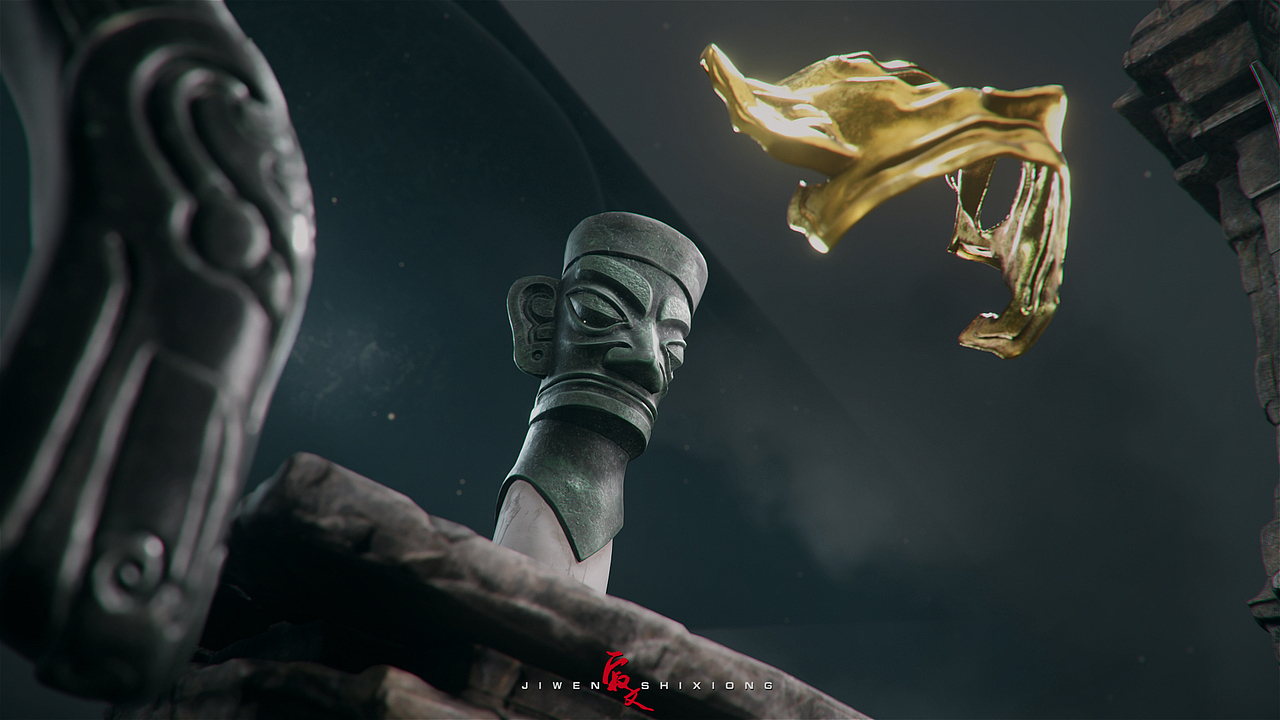 Blender 全流程创作青铜顶尊人像 重构三星堆上古神坛（图ZNDA3ODgwODc2） - 动画/影视 - 站酷设计师寂文师兄原创素材 - 站酷ZCOOL