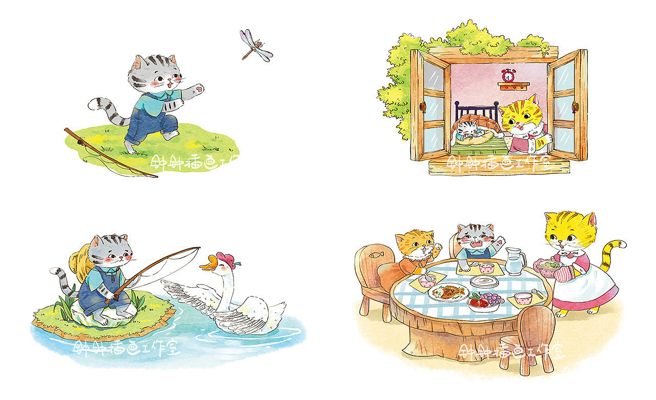 童书插图｜小鲤鱼跃龙门（已商用）（图ZNDA3ODkzNTQ0） - 儿童插画 - 站酷设计师钟钟插画工作室原创素材 - 站酷ZCOOL