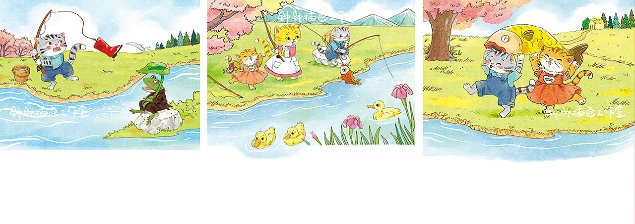 童书插图｜小鲤鱼跃龙门（已商用）（图ZNDA3ODkzNTQ4） - 儿童插画 - 站酷设计师钟钟插画工作室原创素材 - 站酷ZCOOL
