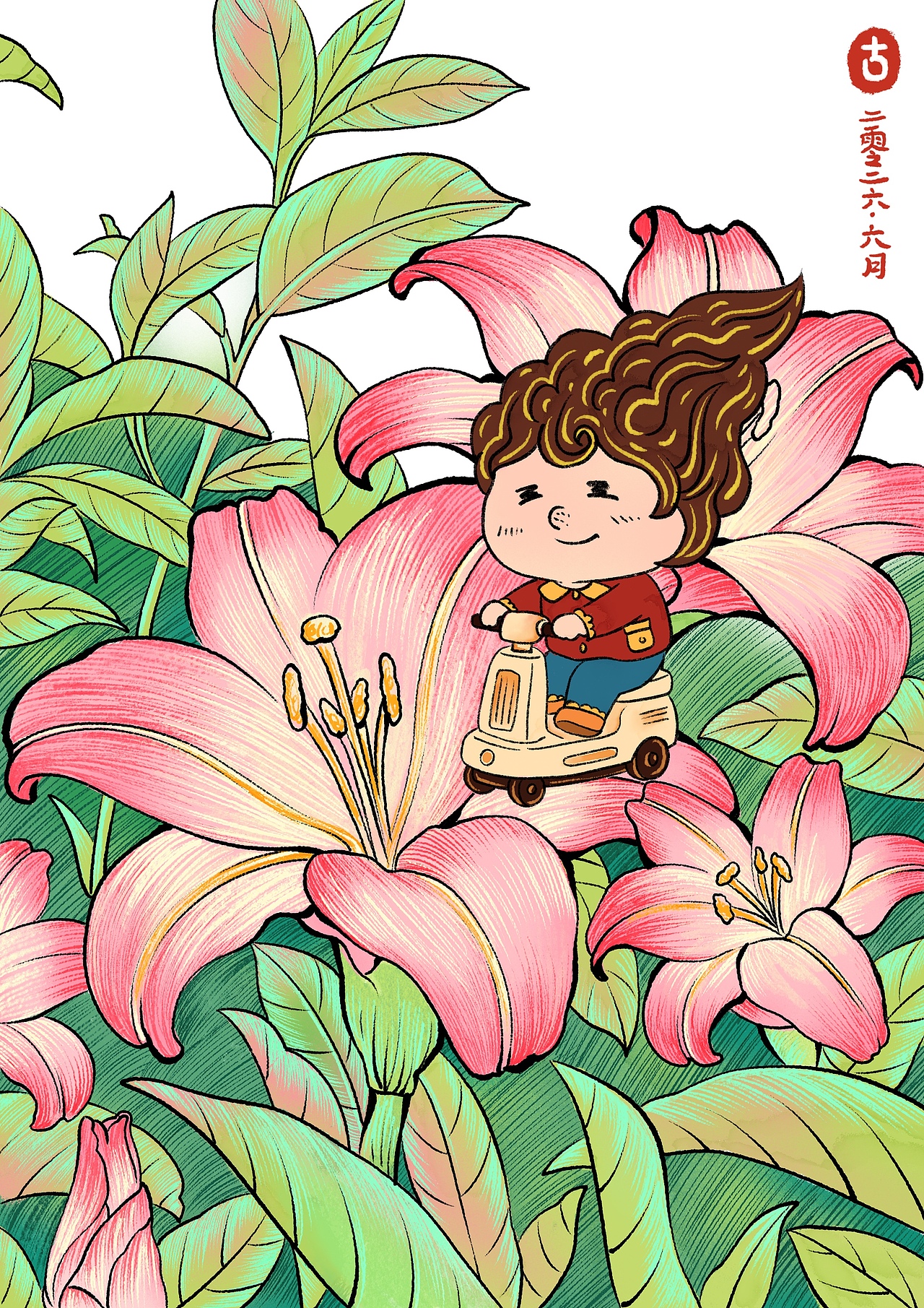 在花海里骑摩托？（图ZNDA3ODk0NDEy） - 商业插画 - 站酷设计师画画十口原创素材 - 站酷ZCOOL