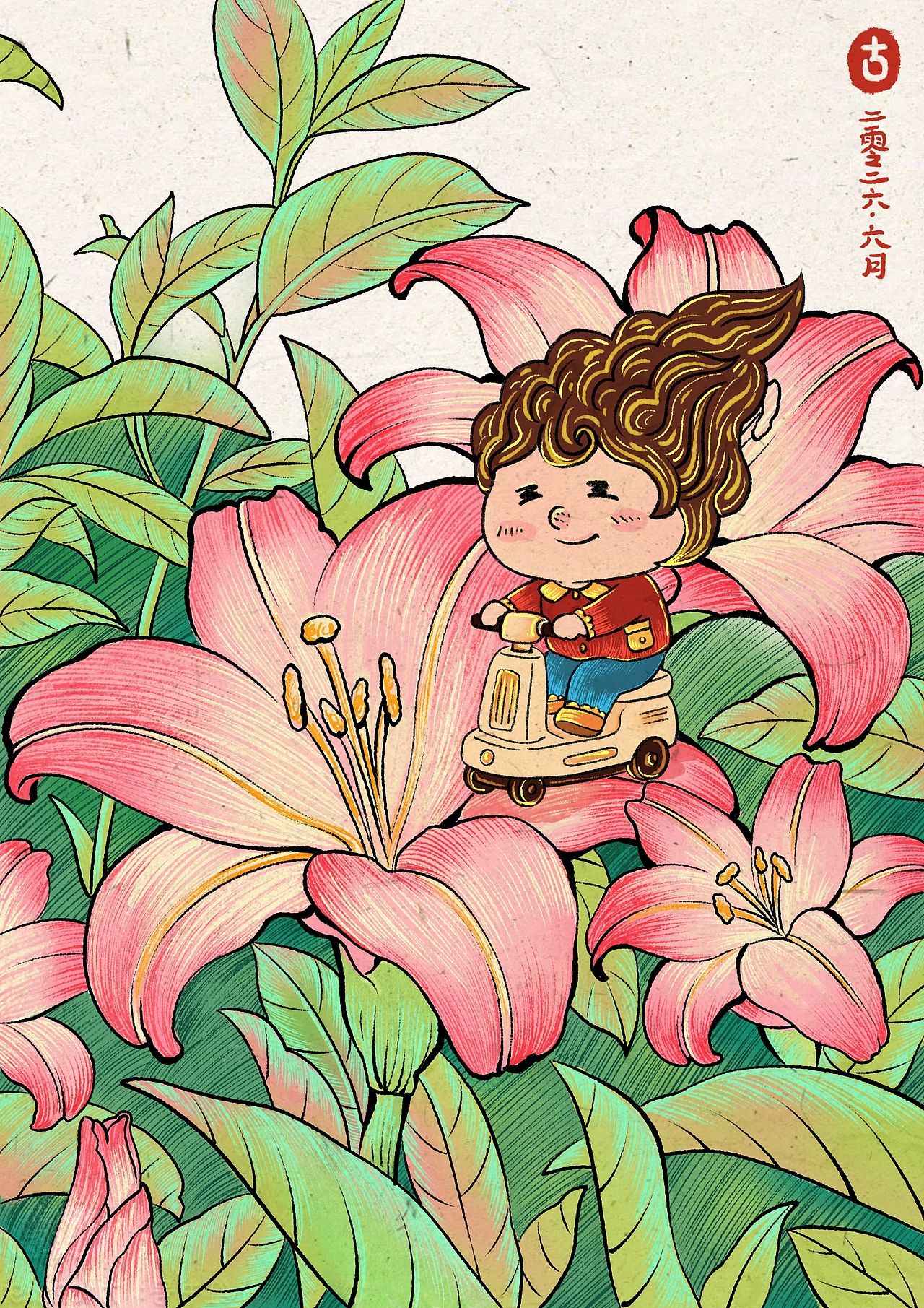 在花海里骑摩托？（图ZNDA3ODk0NDE2） - 商业插画 - 站酷设计师画画十口原创素材 - 站酷ZCOOL
