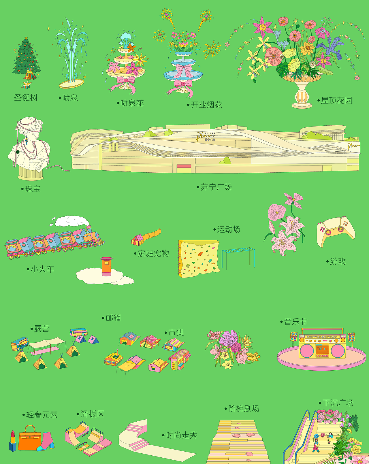 生活剧场：美好生活的插画长卷（图ZNDA3OTA0NzUy） - 商业插画 - 站酷设计师业余的Sylvia原创素材 - 站酷ZCOOL