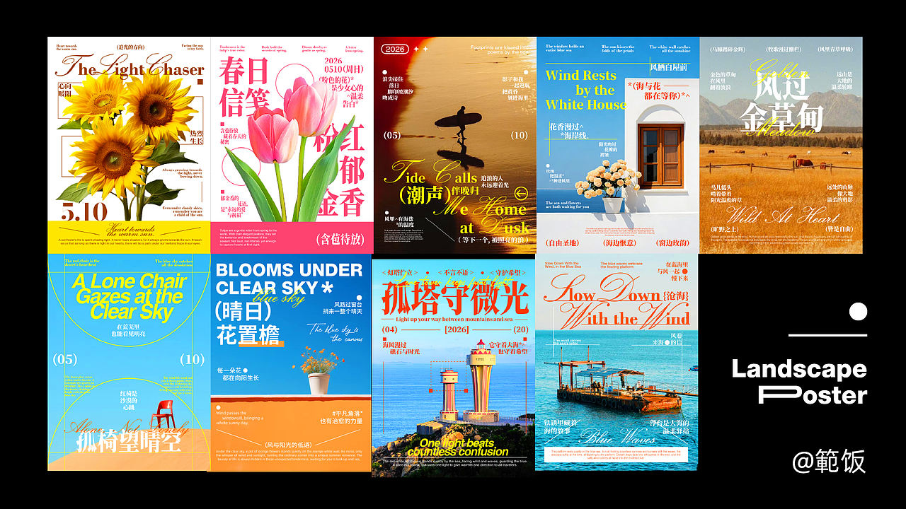 花式海报排版设计 | 风景海报 3（图ZNDA3OTY2MjE2） - 海报 - 站酷设计师範飯原创素材 - 站酷ZCOOL