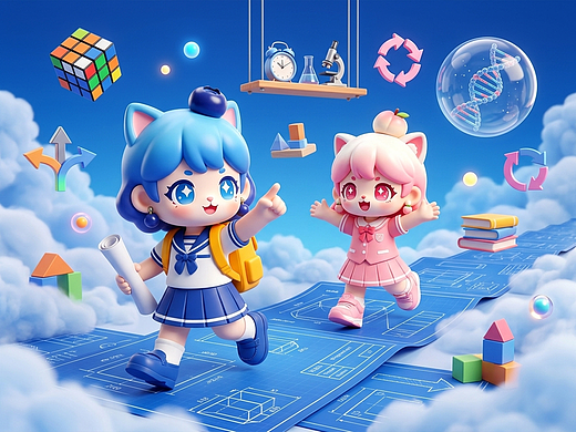 IP形象设计|原创卡通盲盒挂件女孩表情包IP