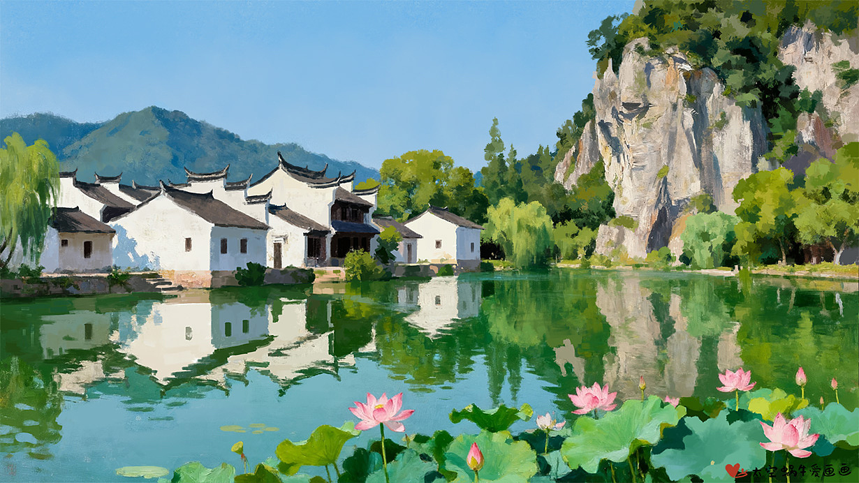 画了一组中国乡村场景（图ZNDA4MTk2MDMy） - 艺术插画 - 站酷设计师太空蜗牛爱画画原创素材 - 站酷ZCOOL