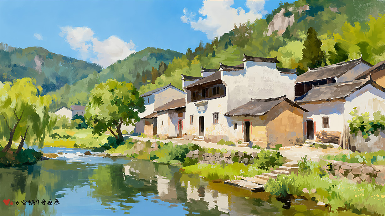 画了一组中国乡村场景（图ZNDA4MTk2MDUy） - 艺术插画 - 站酷设计师太空蜗牛爱画画原创素材 - 站酷ZCOOL