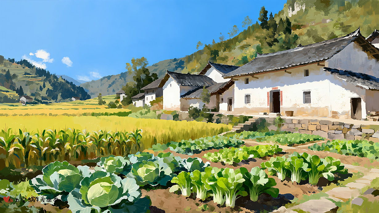 画了一组中国乡村场景（图ZNDA4MTk2MDQ4） - 艺术插画 - 站酷设计师太空蜗牛爱画画原创素材 - 站酷ZCOOL