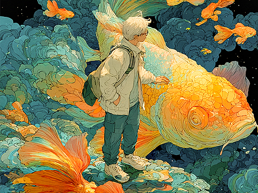 【鱼·奇幻的梦】水墨画艺术插画
