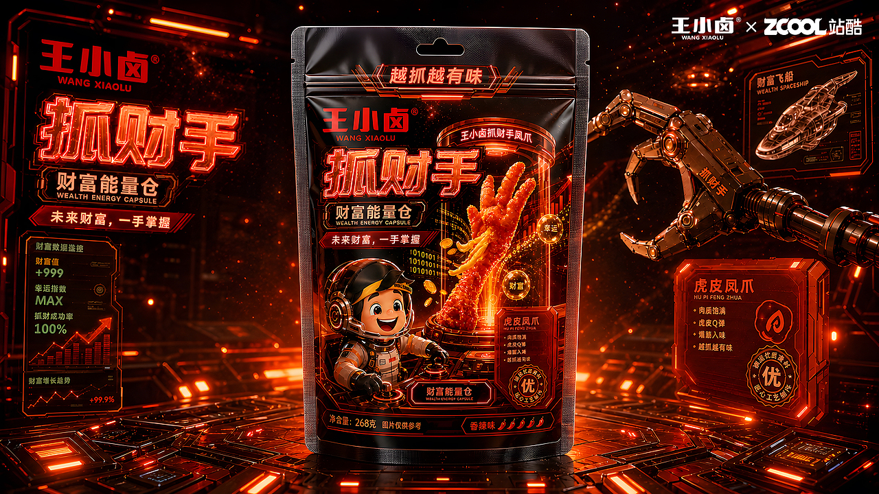王小卤「抓财手」礼盒视觉全案 | 赛博(图ZNDA4MzA4MjA0) - 包装 - 站酷设计师品牌设计师木子原创素材 - 站酷ZCOOL