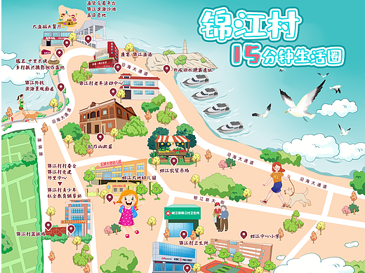 锦江村15分钟生活圈手绘地图