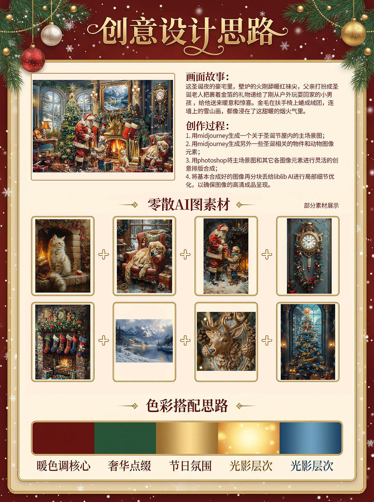 圣诞节氛围插画图案-用于印在拼图、地垫地毯(图ZNDA4MzYxODAw) - 商业插画 - 站酷设计师TMP美术设计原创素材 - 站酷ZCOOL