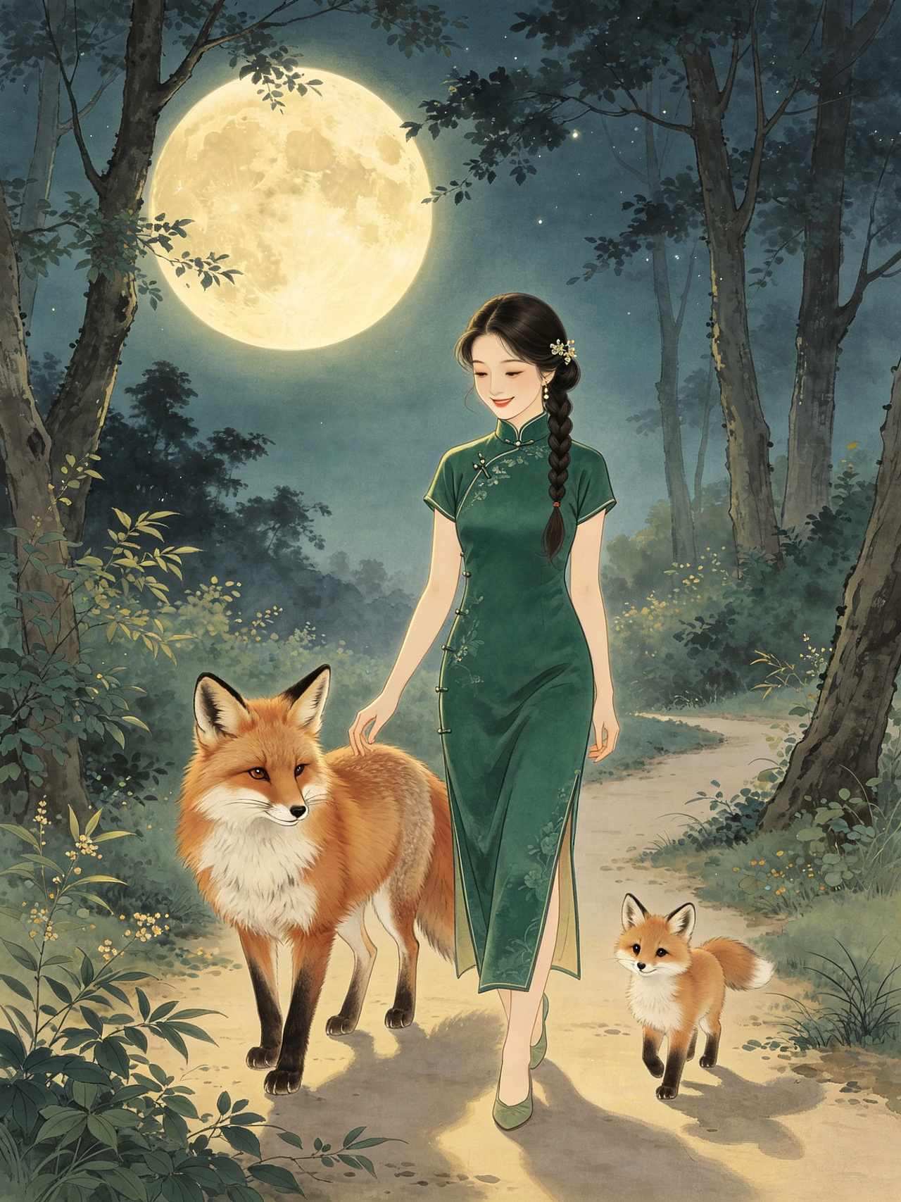 「以诗之名·让珍惜被珍惜」月林狐伴(图ZNDA4Mzg5NDUy) - 商业插画 - 站酷设计师司芷钰IP主理人原创素材 - 站酷ZCOOL