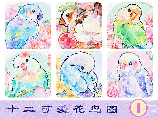 12只可爱小鸟插画（萌宠插画头像日历文创周边）