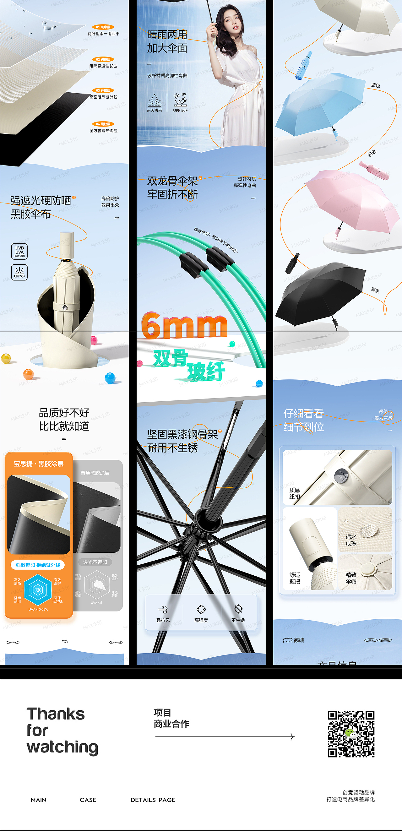 黑胶雨伞 详情页设计 作品分享*2（图ZNDA4NDE3NzM2） - 电商 - 站酷设计师愣逗的喵喵原创素材 - 站酷ZCOOL