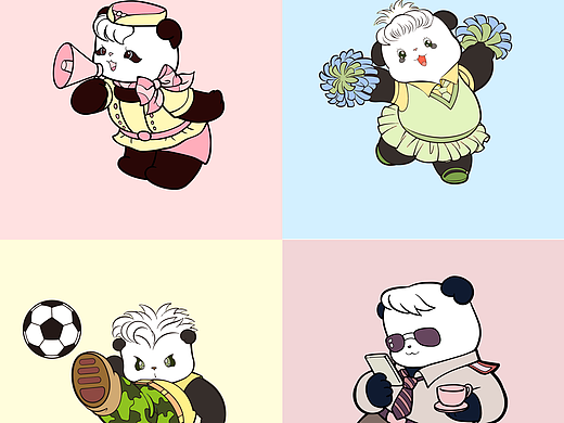 可爱熊猫平面插画设计