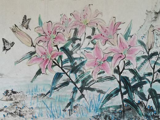 国画《野地百合》