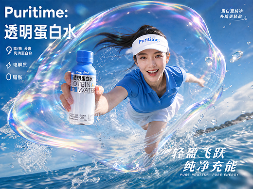 AI广告 | Puritime透明蛋白水 透明更畅快!