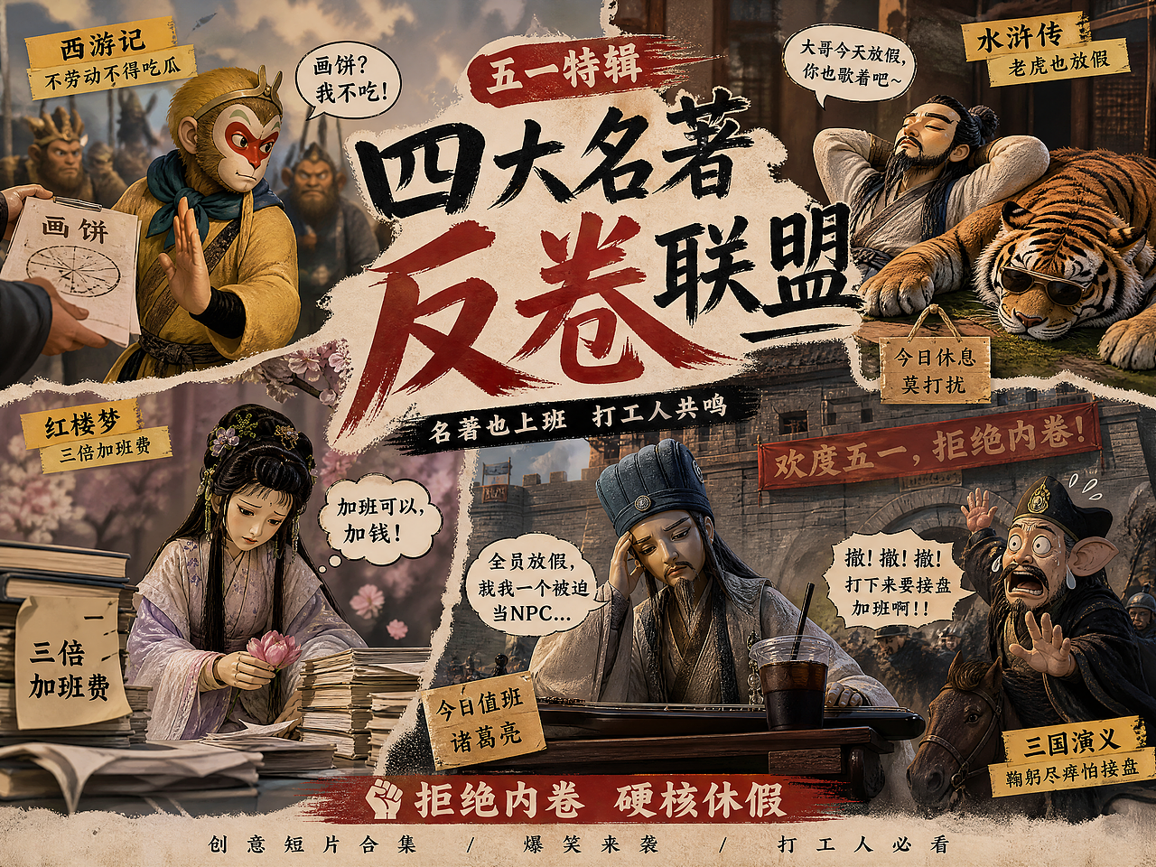AI剧情短片《四大名著之劳动节新编》（图ZNDA4NTgwNDEy） - 短片 - 站酷设计师小飞探索者原创素材 - 站酷ZCOOL