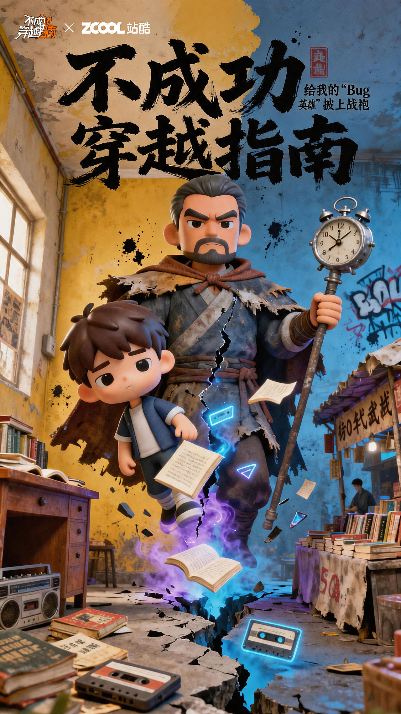 致敬父爱:不成功穿越指南-给我的“Bug英雄”披上战袍(图ZNDA4NTk1MDUy) - AI作品 - 站酷设计师爸爸炒的菜原创素材 - 站酷ZCOOL