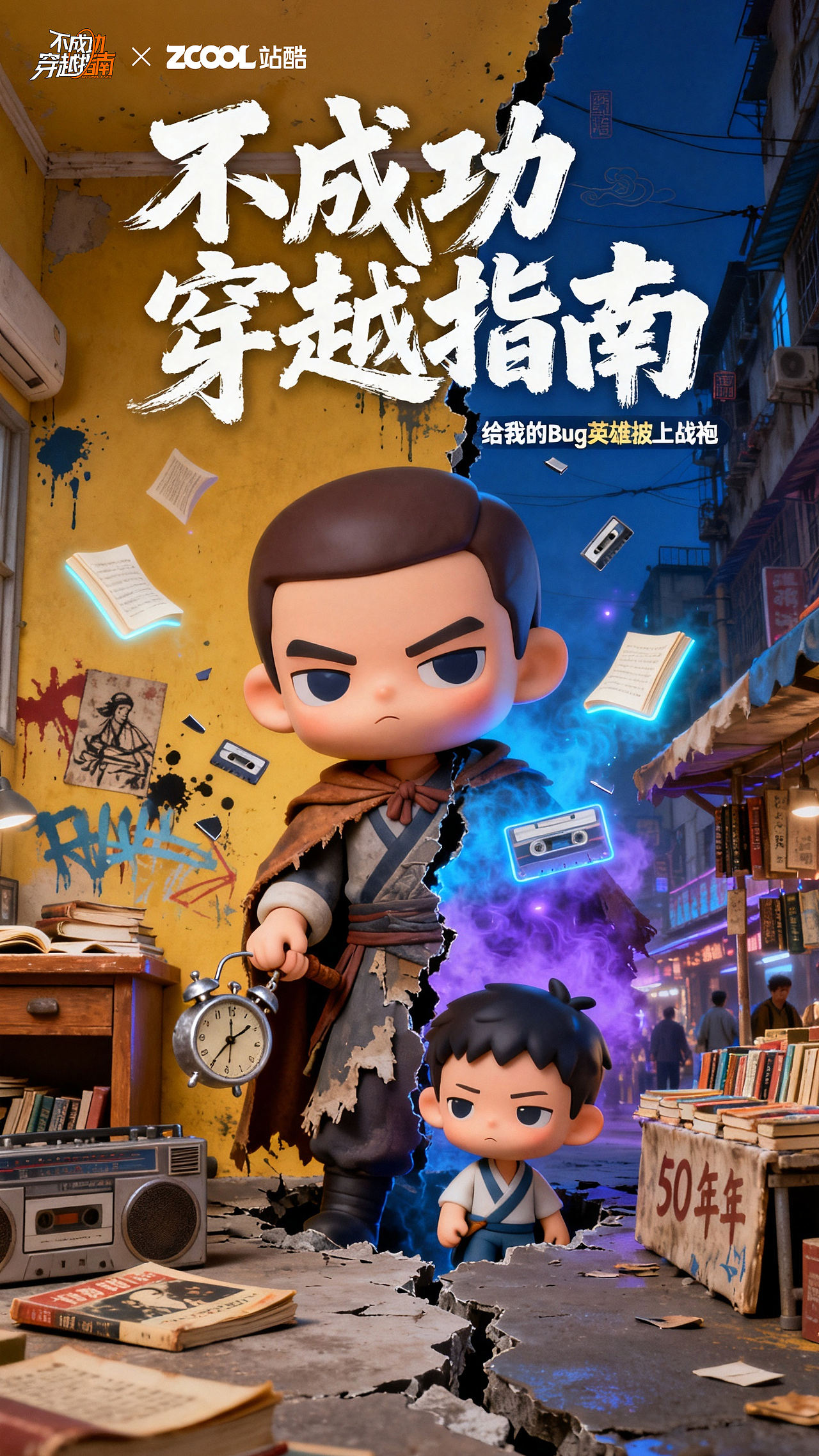 致敬父爱:不成功穿越指南-给我的“Bug英雄”披上战袍(图ZNDA4NTk1MDU2) - AI作品 - 站酷设计师爸爸炒的菜原创素材 - 站酷ZCOOL