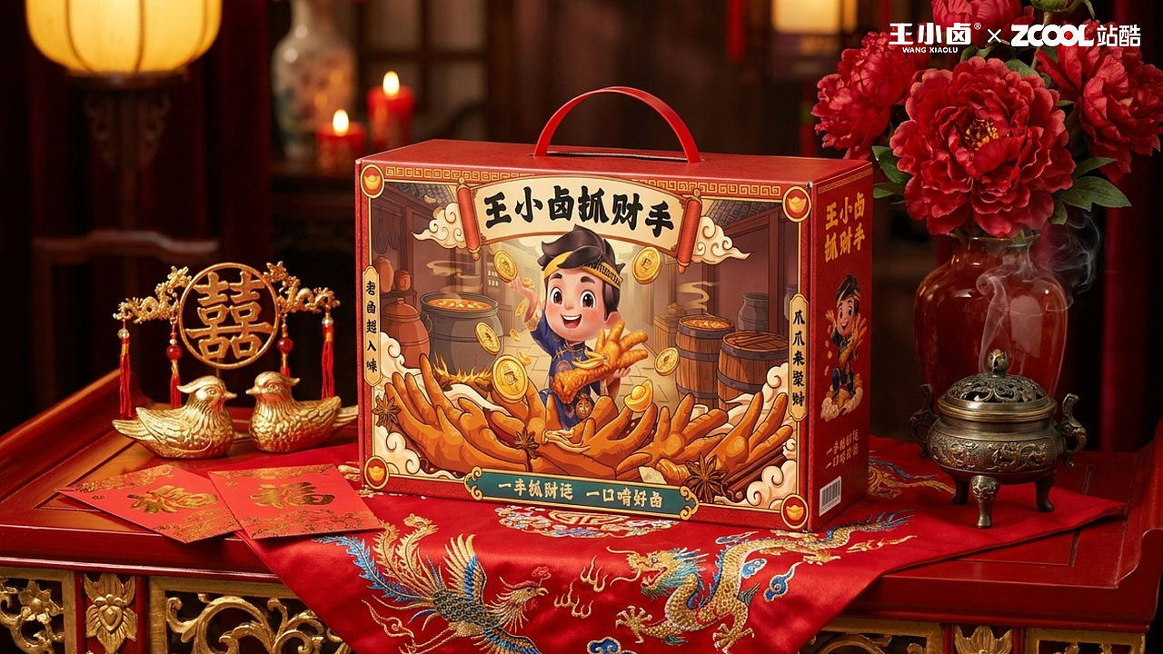 王小卤・抓财手揽财运礼盒（图ZNDA4NjE0MDU2） - 包装 - 站酷设计师派小鑫原创素材 - 站酷ZCOOL