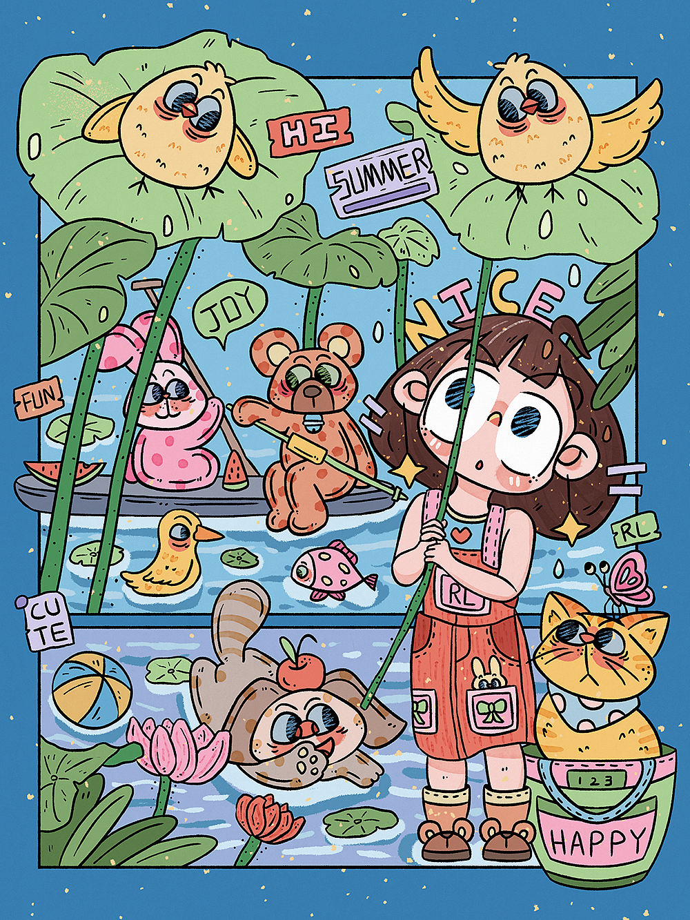 女孩和她的动物朋友们（2）（图ZNDA4NjU1NzY0） - 商业插画 - 站酷设计师小白若灵原创素材 - 站酷ZCOOL