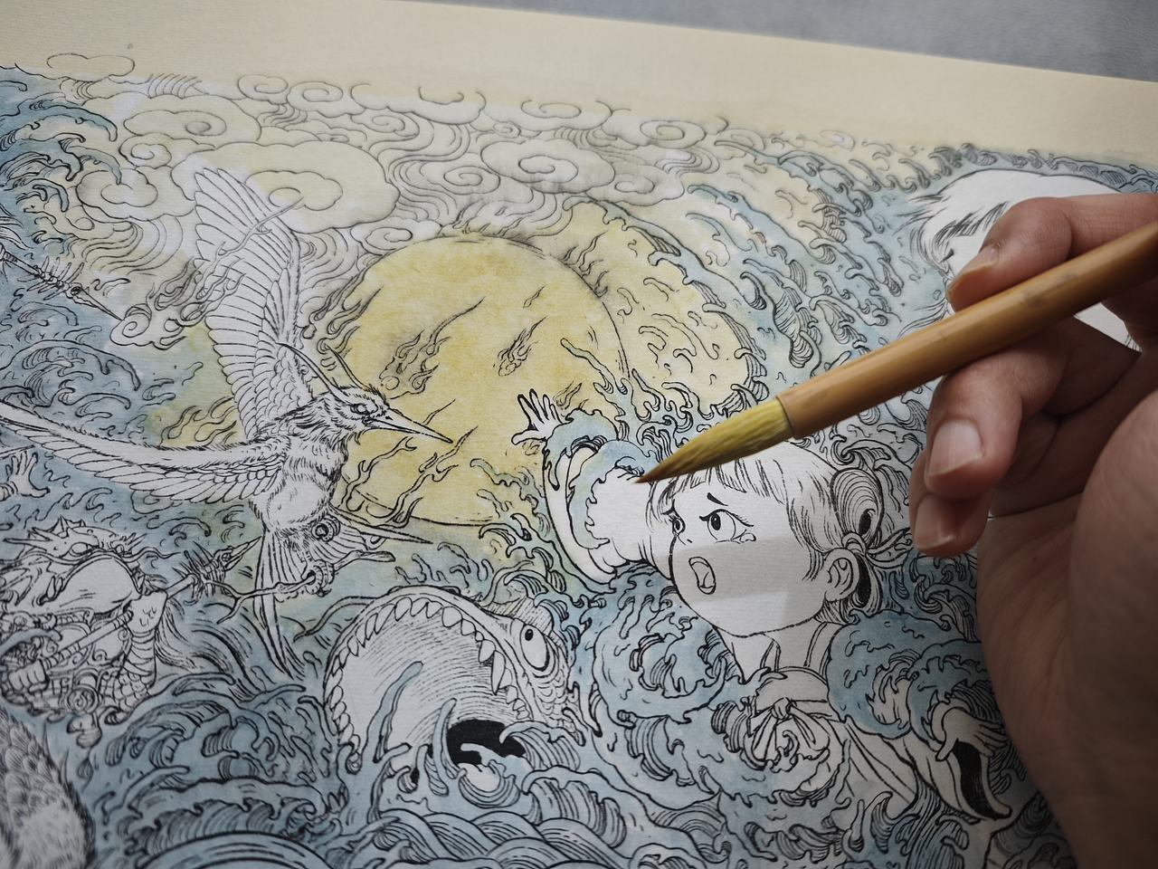 毣柞山海-北山经-发鸠山-精卫填海（图ZNDA4NzAyODU2） - 创作习作 - 站酷设计师毣余1980原创素材 - 站酷ZCOOL