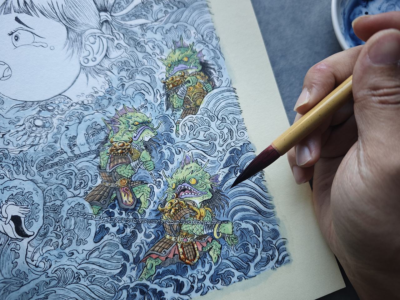 毣柞山海-北山经-发鸠山-精卫填海（图ZNDA4NzAyODY4） - 创作习作 - 站酷设计师毣余1980原创素材 - 站酷ZCOOL