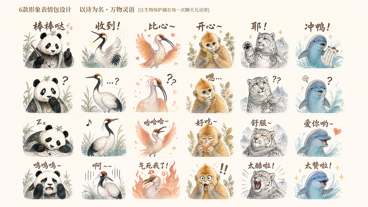 以诗之名・让珍稀被珍惜｜珍稀动物公益IP视觉全套设计（图ZNDA4NzQzNTQw） - AI作品 - 站酷设计师唯一的欧鲤原创素材 - 站酷ZCOOL