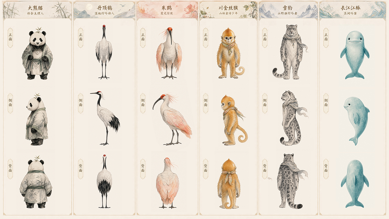 以诗之名・让珍稀被珍惜｜珍稀动物公益IP视觉全套设计（图ZNDA4NzQ0MTQw） - AI作品 - 站酷设计师唯一的欧鲤原创素材 - 站酷ZCOOL