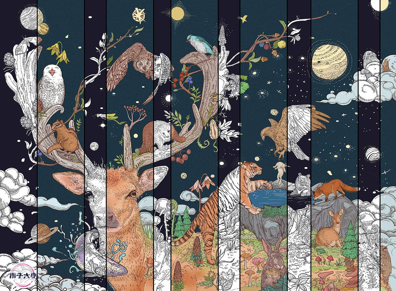 《林海有灵，白山共生》（图ZNDA4NzY0NjQ0） - 商业插画 - 站酷设计师狮子大亨原创素材 - 站酷ZCOOL