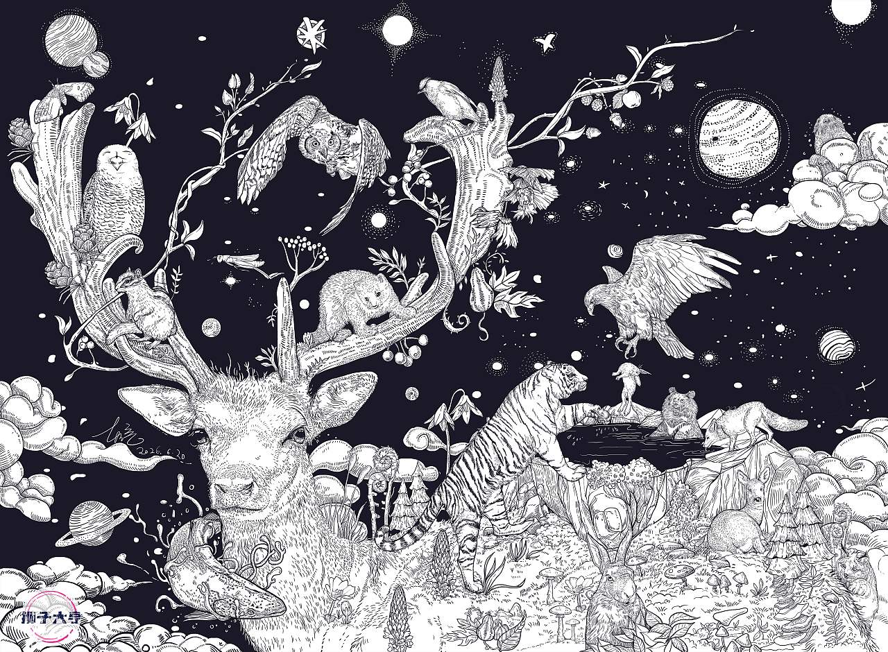 《林海有灵，白山共生》（图ZNDA4NzY0NjM2） - 商业插画 - 站酷设计师狮子大亨原创素材 - 站酷ZCOOL