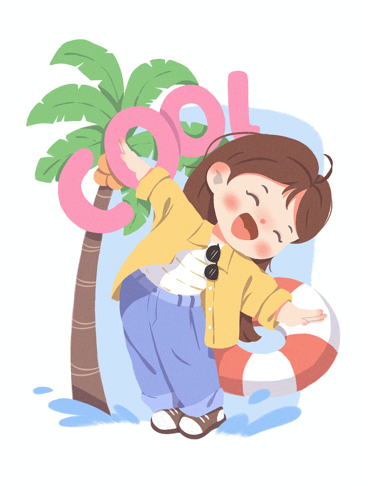 夏日旅行四格插画（图ZNDA4NzY5MTI4） - 儿童插画 - 站酷设计师一只慢杨杨原创素材 - 站酷ZCOOL