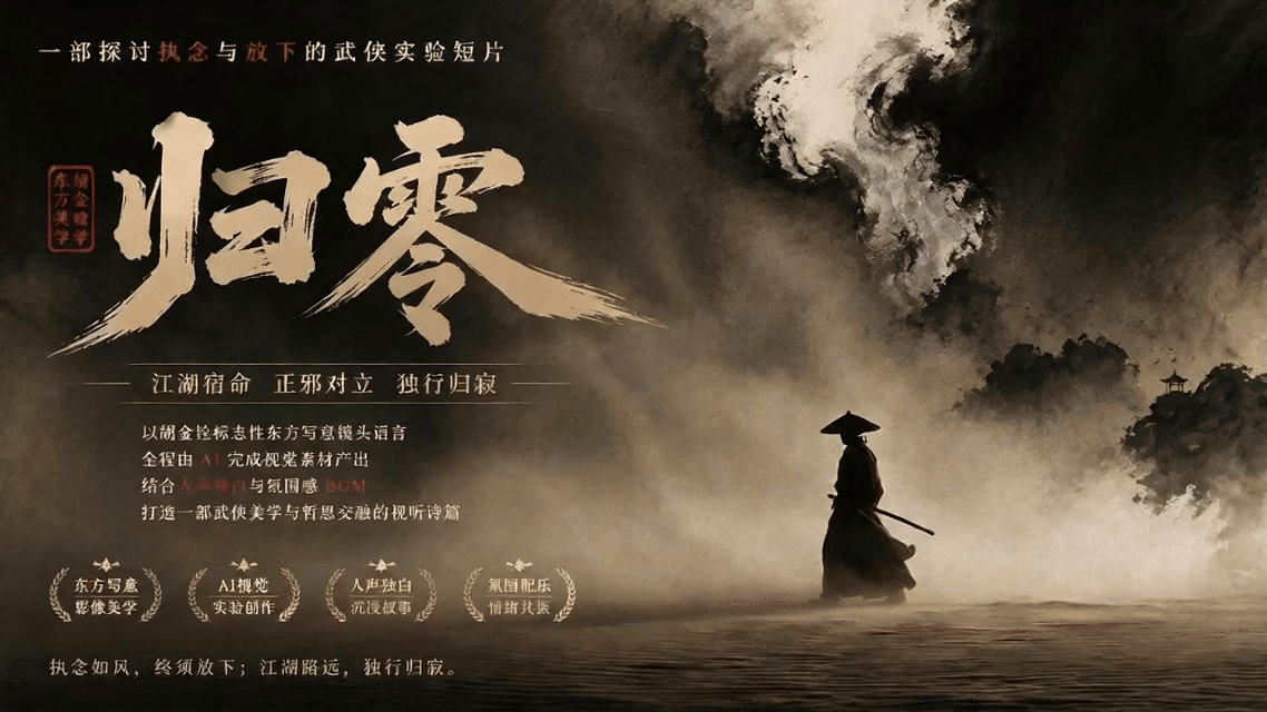 《归零》｜2 分钟 AI 复刻胡金铨武侠意境混剪短片（图ZNDA4NzcwMTQ0） - AI作品 - 站酷设计师随风飘摇的小草原创素材 - 站酷ZCOOL