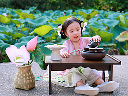 深圳洪湖公园 汉服小公主写真 饮茶、吃西瓜